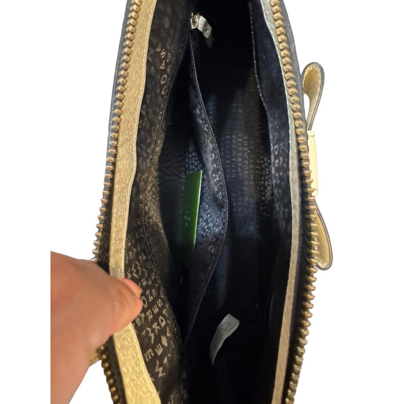 Kate Spade Kirk Park Saffiano Leather Bow Bag Purse Black With Crossbody Strap - Picture 9 of 10